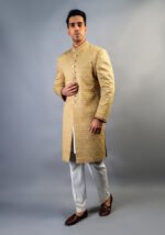 Premium Satin New Wheat Embroidered Sherwani - Image 3