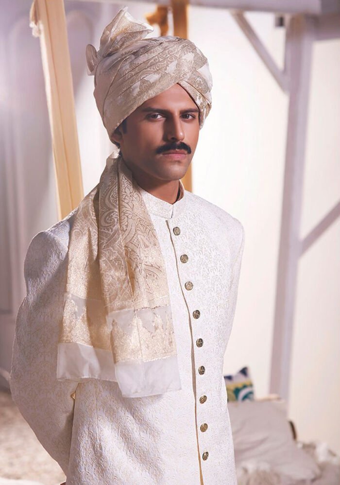 Premium Satin Pristine Embroidered Sherwani - Image 4