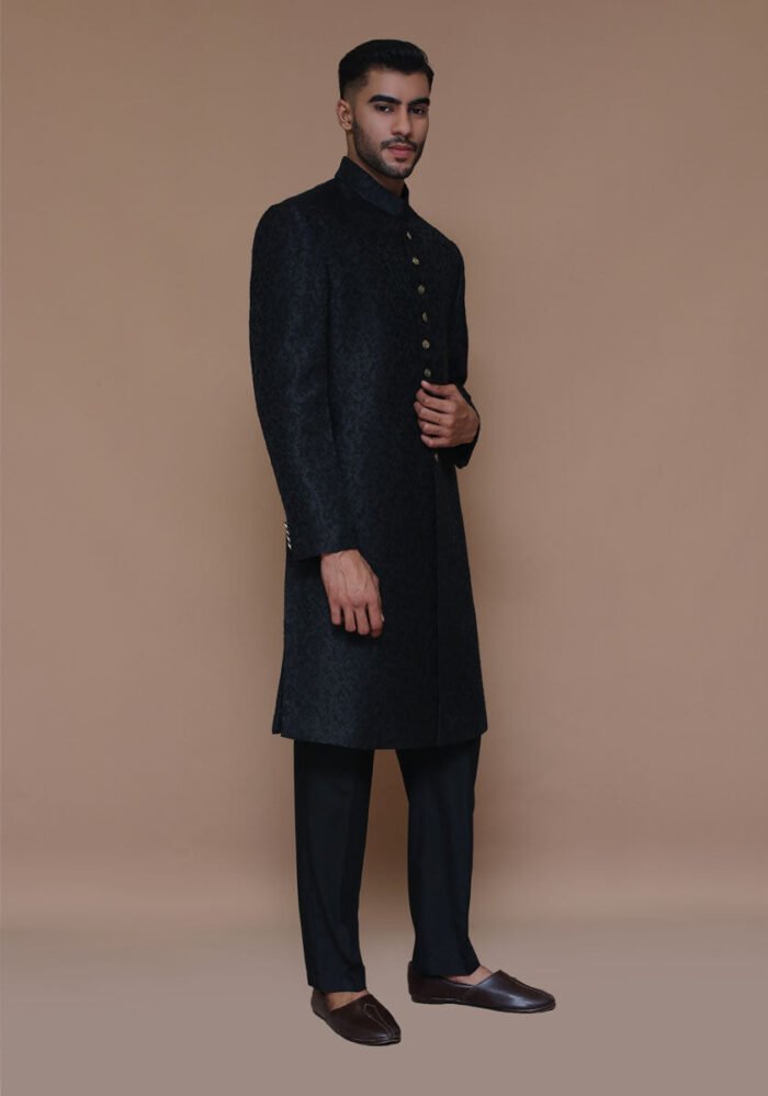 Premium Zari Karandi Jamawar Tap Shoe Couture Sherwani - Image 4