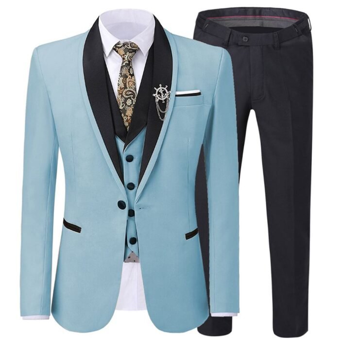 Sky Blue Tuxedo Suit For Men - Image 1