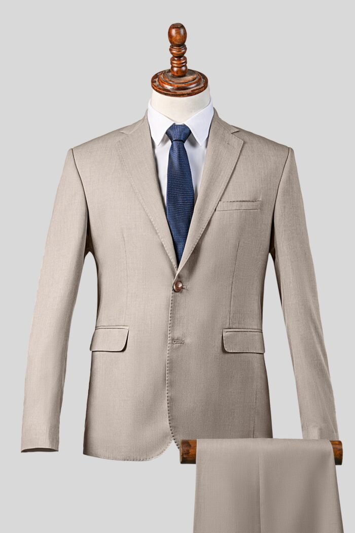SLIM FIT 2 PIECE SUIT LIGHT KHAKI - Image 1