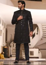 Tap Shoe Cotton Net Traditional Embroidered Sherwani - Image 3