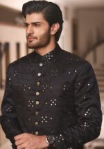 Tap Shoe Cotton Net Traditional Embroidered Sherwani - Image 4