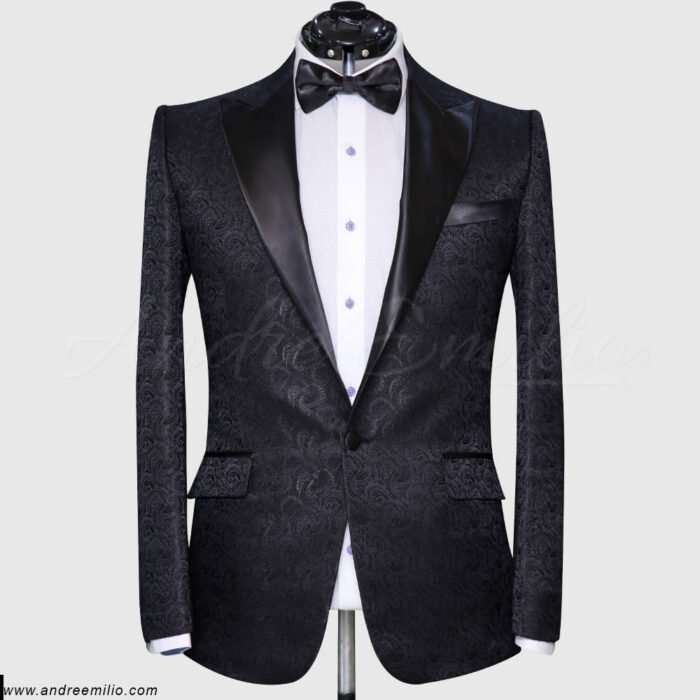 Textured Black Tuxedo for Men - Image 1