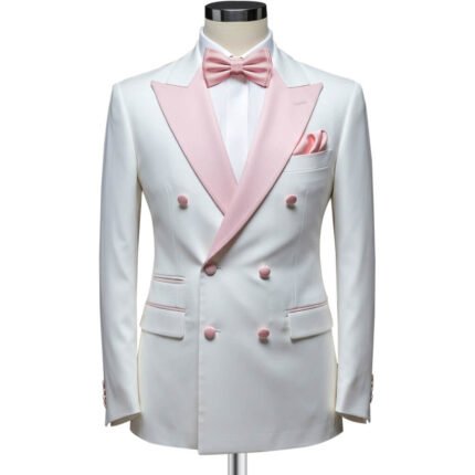 White and Pink Tuxedo - Fit Guarantee | Andre Emilio
